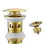 WOMAO Gold Sink Drain Fitting, Pop-Up Drain Valve with Overflow