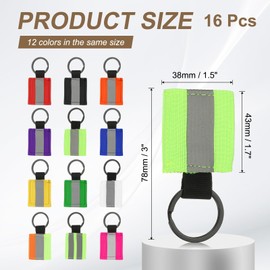 PATIKIL 16 Pcs Reflective Keychain, Reflective Strips High Visibility Safety Keychain Tags Lanyards Pendants Bright Zipper Pulls Waterproof for Backpack Running Cycling, Green