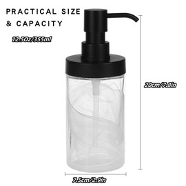 Suanti Glass Soap Dispenser Set, 2Pcs 12.5 Oz White Wide Open Thick Glass Hand Soap Dispenser with Waterproof Labels for Bathroom & Kitchen