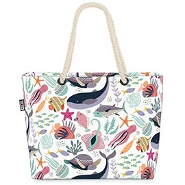 VOID Sea Animals Fish Children's Beach Bag Shopper 58 x 38 x 16 cm 23L XXL Shopping Bag Travel Bag Beach Bag, multicoloured, Casual
