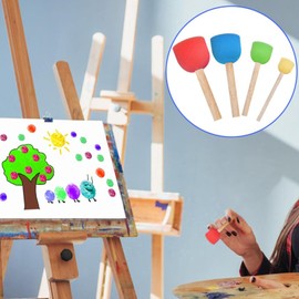 ieron 24pcs Round Sponge Brush Set Foam Brush Sponge Painting Tools with Wooden Handles for Arts and Crafts