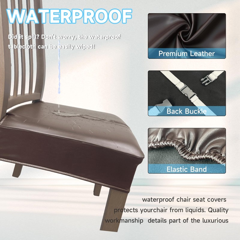 KIDOACOW Soft Leather Chair Seat Covers Dining Chairs Set of