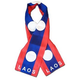 "Flags & Signs" Laos Country Lightweight Flag Printed Knitted Style Scarf 8"x60" a-1-2616