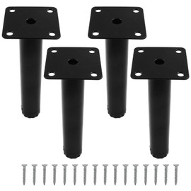 Rierdge 4 Pcs 6”/ 150mm Metal Furniture Legs Black Adjustable Furniture Support Feet for Table Desk Chair Sofa Shelves