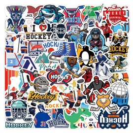 50Pcs Ice Hockey Stickers, Waterproof Stickers for Water Bottle Laptop Computer Phone Bumper Water Bottles Computer Hard Hat Car Stickers Decals (Hockey)