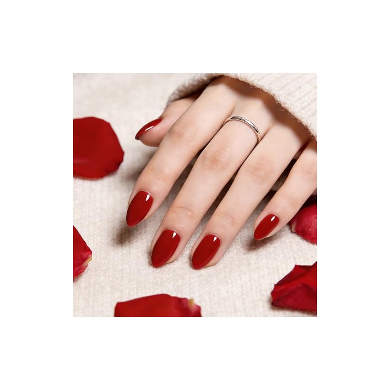 modelones 32 Pcs Halloween Red Fall Press On Uñas Almendra,