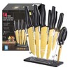 Marco Almond® Gold Knife Set With Block KYA23, 14 Pieces