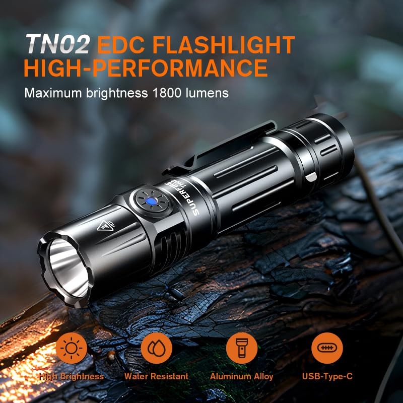 SuperFire Flashlights High Lumens Rechargeable, 1800 Lumens Super Bright Flashlight