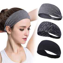 GoHZQ Sports Headband for Women, 3 Pack Running Yoga Workout Headband Elastic Cotton Fabric Lightweight Non-slip Wicking Sweatband 3pcs-1
