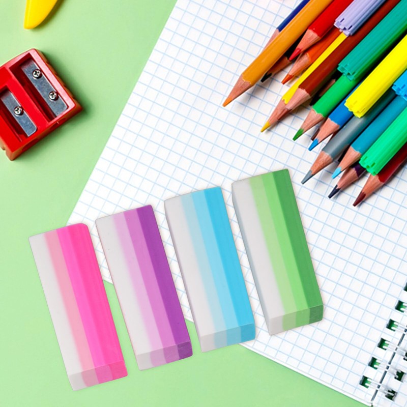 Operitacx Pack of 16 Rainbow Erasers Small Rectangular Block Erasers