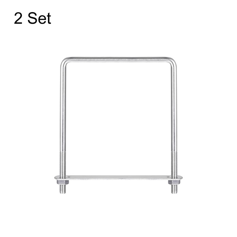 uxcell Square U-Bolts, 2 Sets 122mm(4.8") Inner Width 160mm Length