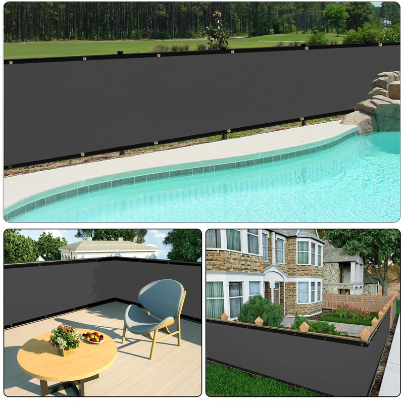 UPGRADE Privacy Fence Screen 4'x8' Dark Grey Outdoor 90% Visibility