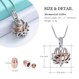 shajwo Cremation Necklaces for Ashes for Men Women Pet Human Lotus Urn Necklace for Ashes Stainless Steel Urn Keepsake Memorial Jewelry Pendants