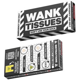 Wank/Shart/Vomit Tissues with Box Joke Gag Funny + Biohazard Bag (Wank Tissues)