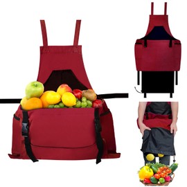 Gardening Apron, Harvest Apron Gardening Gifts for Men Gardening Apron with Pockets for Women, Red