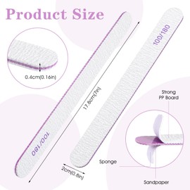200 Pcs Nail Files 100/180 Grit Double Sides Emery Boards Reusable Nail Files for Acrylic Nails Professional Manicure Tools for Natural Nails Acrylic Nails Home and Salon Supplies (Oval)