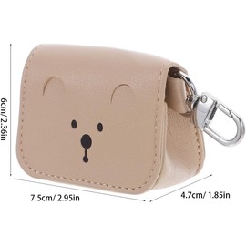 Dispensador de Bolsas para Excrementos de Perro Diseño Oso Color Beige Material PU Resistente Clip Práctico para Correa Porta Bolsas para Paseos al Aire Libre Compatible para