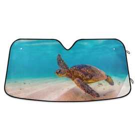 YYZZH Sea Turtle in Hawaii Ocean Car Windshield Sun Shade Block UV Rays Sun Visor Protector Accordion Folding Sunshade Keep Vehicle Cool&Damage Free, Easy to Use, Fits Windshields of Various Sizes