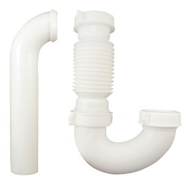 Plumb Craft 7680500 Plastic Kitchen Wall Flexible J-Bend Drain, White