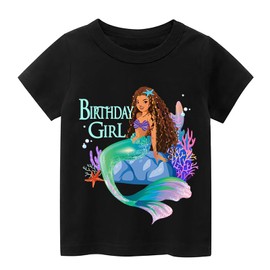 Mermaid Birthday Outfit Set – Shirt, Rainbow Tutu Dress, Satin Sash, Headband – Birthday Gifts for Girls Costume (Mermaid 9, 4-5T)