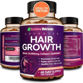 Hair Growth Vitamins for Women | Biotin 10,000Mcg, Collagen, others 120 capsules