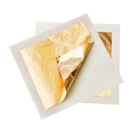 VGSEBA Gold Leaf Sheets,10 Pieces 5cmx5cm Imitation Gold Foil Sheets for Crafts,Furniture,Jewellery,Picture Frame Decoration（1.97inches）