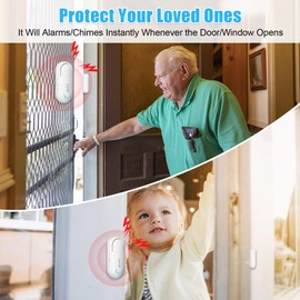 SanJie Door Alarm for Kids Safety with Remote, Door Chime Alarm Sensor When Door Opens for Home Security Dementia Patients Pool Apartment,Window Alarm Sensor, 0-120 dB Volume，Entry Alert Chime