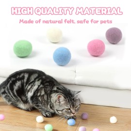 PVFZXS Pack of 15 Cat Balls, Cat Toy Ball, Cat Balls Toy for Cats Kittens, Natural Felt Balls for Cats Made of 100% Wool