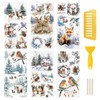 WANDIC 6 Sheets Transfer Stickers Winter Snow Elk Stickers for