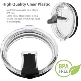 Generic 20oz Replacement Spill Proof Lid, Sealing Cover for Stainless Steel Insulated Tumbler Travel Mug, Compatible w/YETI Rambler,Ozark Trail,Old Style and More, Transparent, TLID20OZ