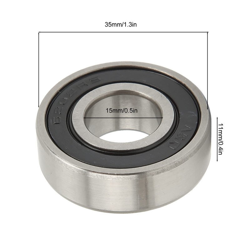 4PCs Front and Rear Wheel Bearing, 6202?RS Chrome Steel Bearing