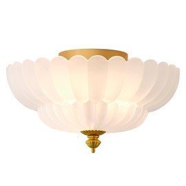ANYLOVE Modern 12Inch Frosted Glass Flower Glass Semi Flush Mount Ceiling Light, 3 Light for Living Room Bedroom Hallway Entryway Foyer