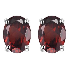 Sterling Silver Garnet Gemstone Stud Earrings, 7x9mm Fashion Designer Jewellery for Women