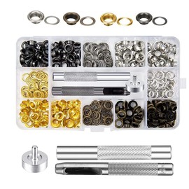 VIVIIHOO Eyelet Set, Eyelet Tool Kit, 400 Pieces, Eyelet Pliers, Metal Eyelets Washers, 5 mm Grommet Tool Kit for Shoes, DaIY Craft, Leather Bags, Clothing (4 Colours)