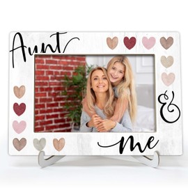 TIRYWT Aunt Picture Frame, Aunt And Me Picture Frame, Aunt Gifts From Niece Nephew, Mothers Day Birthday Gifts for Aunt, Aunt Gifts, Wood 4x6 Photo Frame for Desk Display -O05