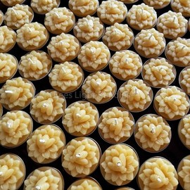 Honeybee Flower Beeswax Tealight Candles/Floral Honey Bee Mini Candle/Flower/Garden/Nature/Pollinator (6 Pack with Box)