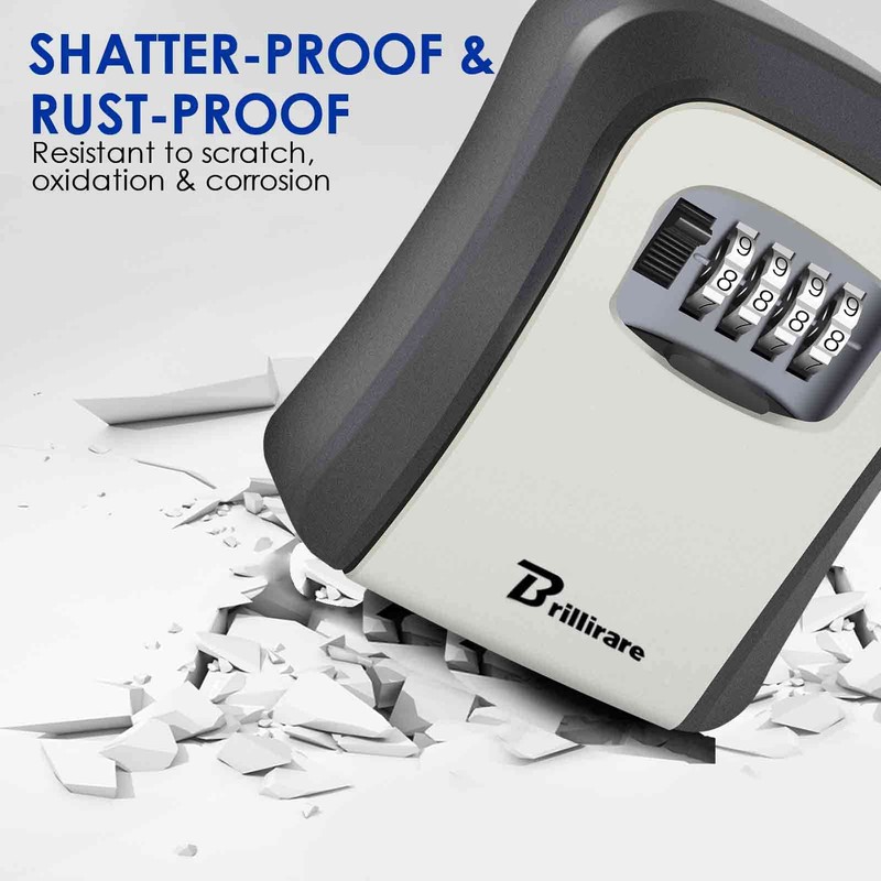 BRILLIRARE Key Lock Box, Waterproof Combination Lockbox Wall Mount 4