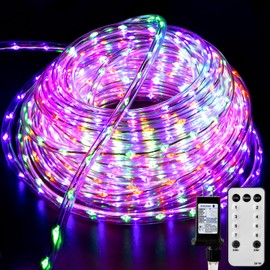 Mototo Rope Lights Outdoor Waterproof LED, LED Lights, Purple Green and Orange String Lights with 8 Modes, Memory&Timer Function for Outdoor Yard BBQ Party Night Decorations (66ft 720 LED Lights)