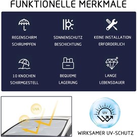ZDQC Parasol para Parabrisas Delantero, 145 x 84 cm, Parasol para Parabrisas de Coche, sombrilla Plegable giratoria de 360 ° para Coche, sombrilla de Coche (XL)