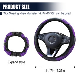 ZIMISI Car Steering Wheel Cover, 15 Inch Anti-Slip Breathable Elastic Steering Wheel Protector with Carbon Fiber Leather, Men & Women Universal Car Interior Accessories for Most Cars (Purple)