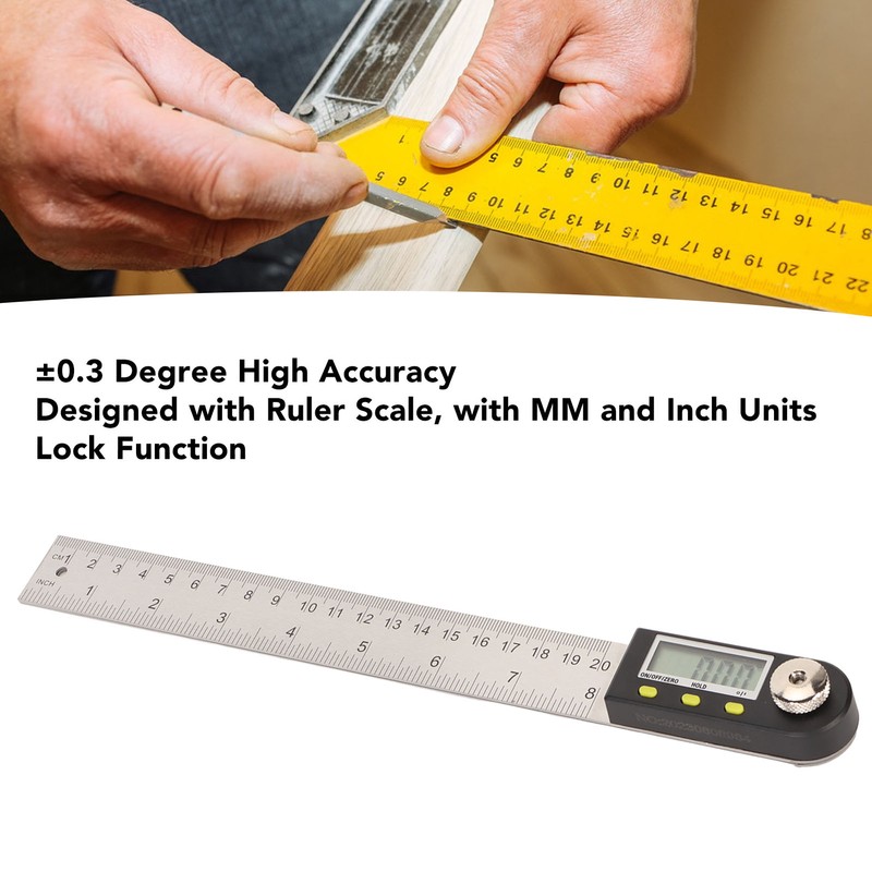 Digital Angle Ruler 200mm 0 to 360 Degree Stainless Steel