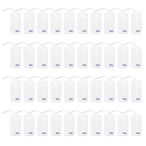 TENS Electrodes, Value Wired Replacement Pads for TENS Units, 40 TENS Unit Electrodes (2in x 4in, 40 Pack) Discount TENS Brand