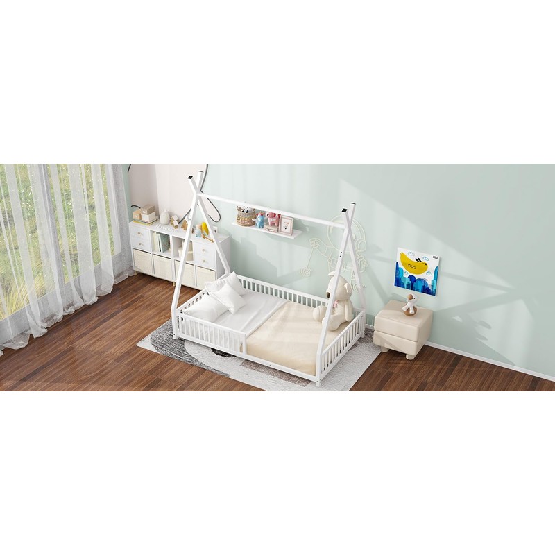 Harper & Bright Designs Metal Twin Size House Platform Bed