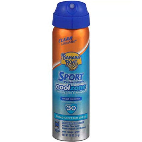 Banana Boat Sun Screen Sport Spray SPF 30 UltraMist Coolzone 1.8 oz (Travel Size), 2 units