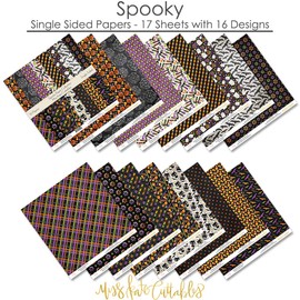 Pattern Paper Pack - Spooky - Scrapbook Premium Specialty Paper Single-Sided 12"x12" Collection Includes 16 Sheets - by Miss Kate Cuttables