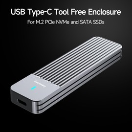 fanxiang SSD Enclosure, USB 3.2 Gen 2 (10 Gbps), M.2 NVME/SATA SSD Enclosure, USB Adapter/Reader, Solid State Drive External Enclosure, Supports M and B+M Keys and Size 2230/2242/2260/2280 SSDs, MD87