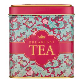 New English Teas Victorian Garden Tea Tin with 32 English Breakfast Teabags – Tapestry Inspired Tin with Decorative Pink Florals