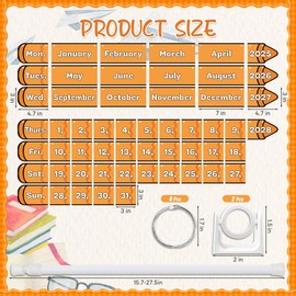 Nufiwra Flip Calendar for Classroom, Crayon Calendar Bulletin Board Set Includes 54 Date Cards & Adjustable Holder for Classroom Decor, Back to School & Home Teacher Supplies, Years 2025-2028