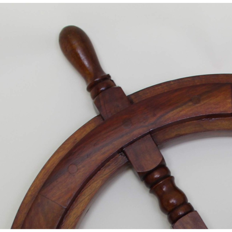 Antik 2000 Maritime Wooden Ship Wheel with Brass Hub Diameter