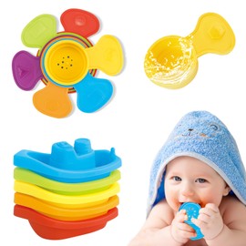 ZHUOYOU Stacking Cup Toys from 1 Year, Pack of 11 Children's Stacking Tower Bath Toys, Rainbow Colour Baby Toy 6 Months, Develops Logical Skills Gifts for 1 2 3 Years Boys Girls